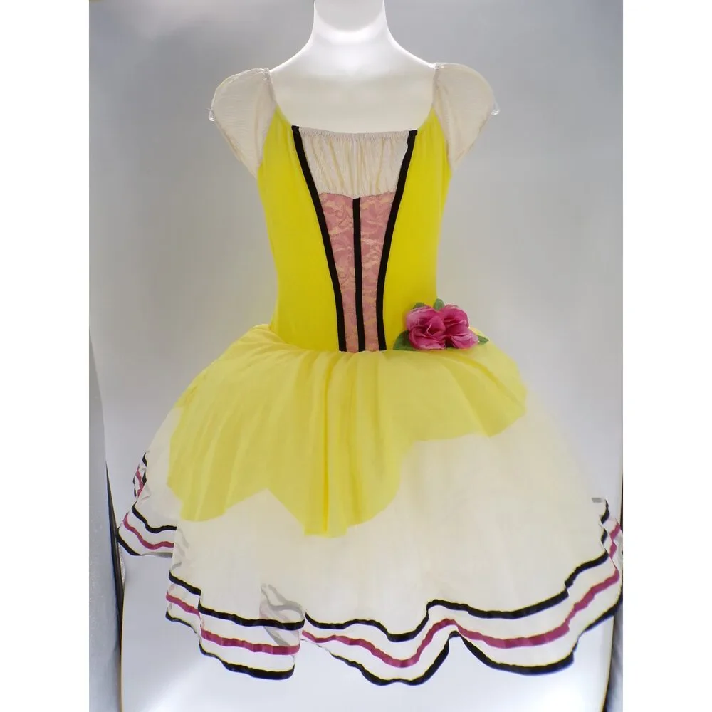 Pre-Owned Dance Costume Curtain Call C191 Large Child Yellow Ballet